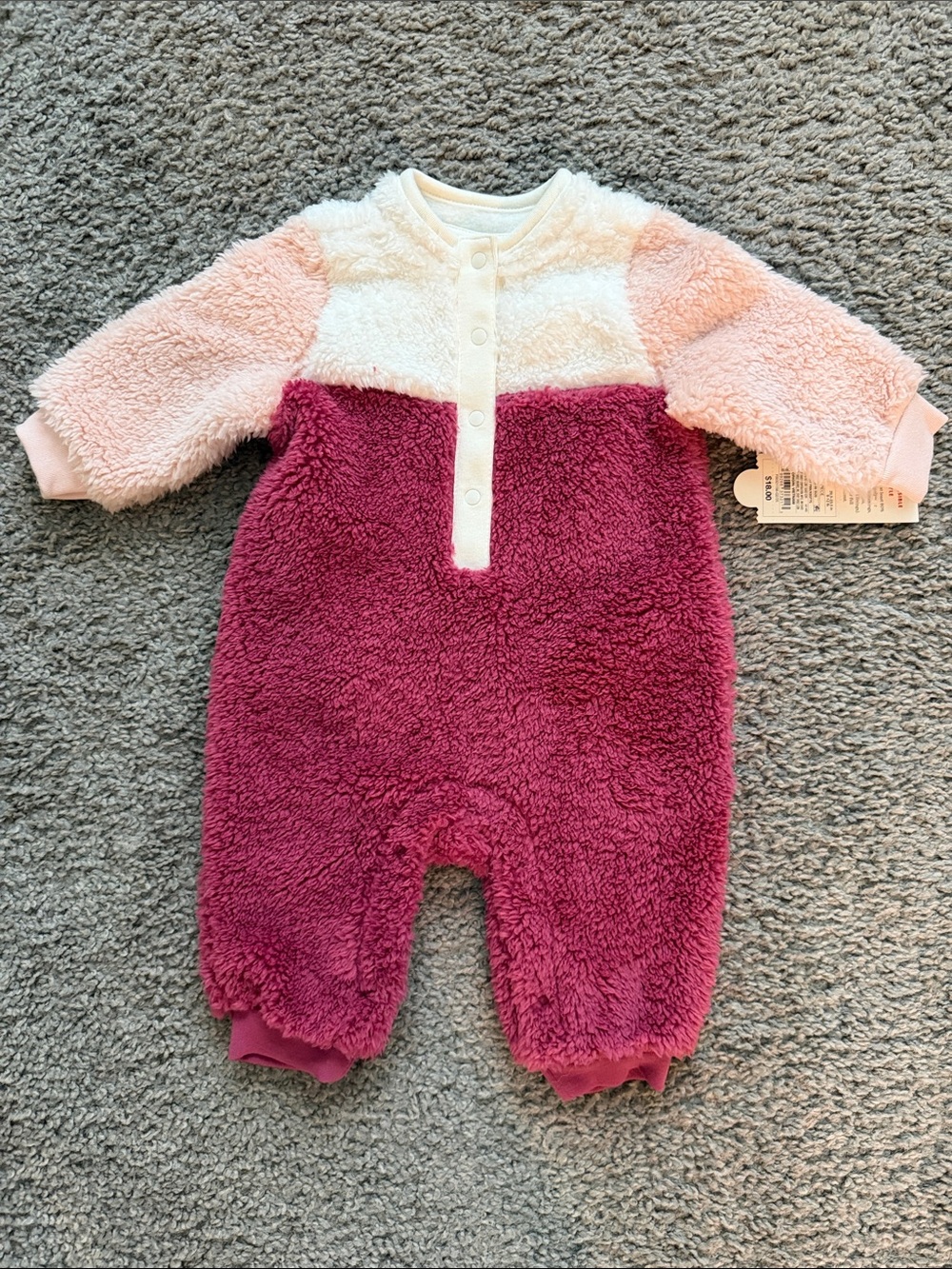 Cat & Jack Colorblock Sherpa One-Piece - Magenta, Pink & Cream